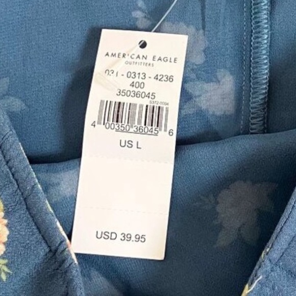 NWT American Eagle Blue Floral Elastic Waist Mini Skirt Size Large - Picture 8 of 8